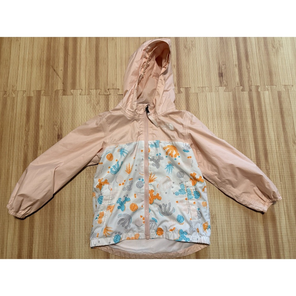 North Face Jacket Girls 4T Peach desert  Dryvent Rain Shell Zip Hoodie Outdoor